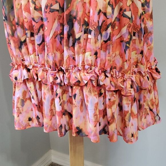 CATHERINE‎ MA Landrino sleevless dress.. Tie at top.. big ruffle. Cottagecore. - Picture 3 of 8